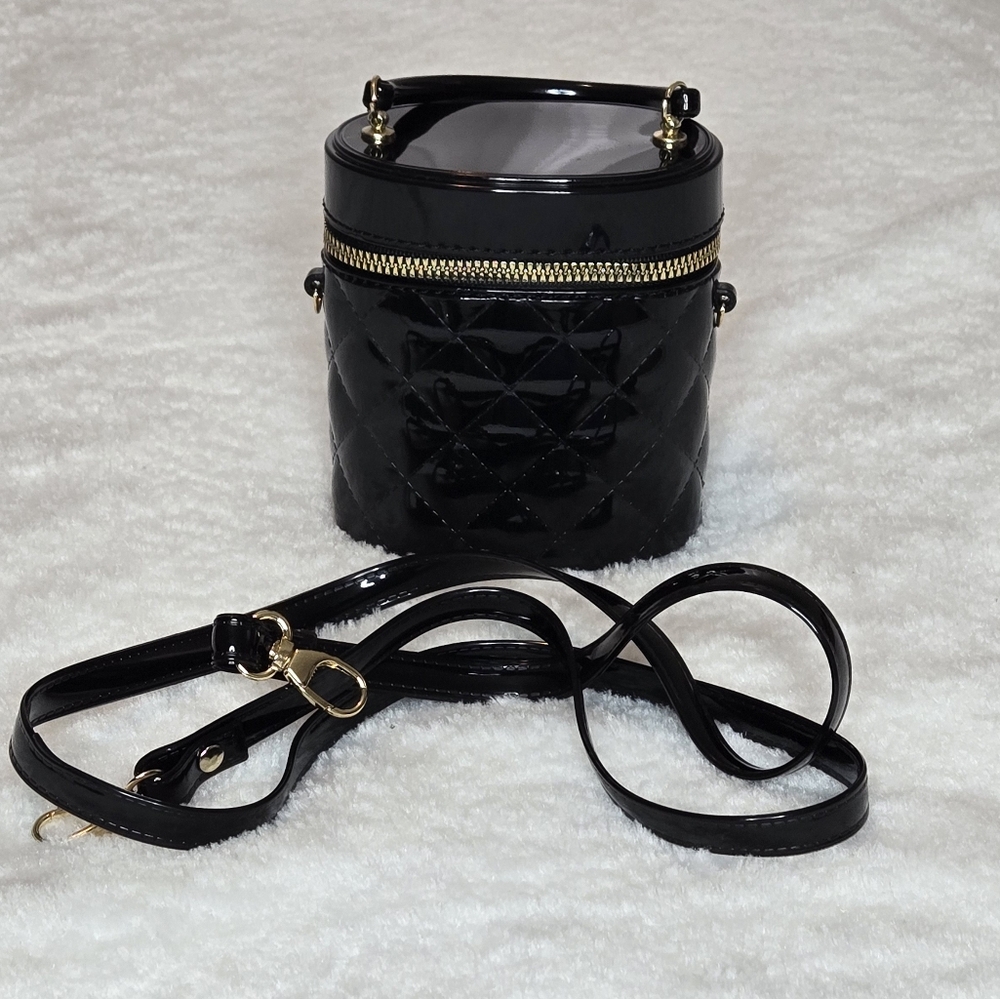 Mini Black Bucket Purse With Strap